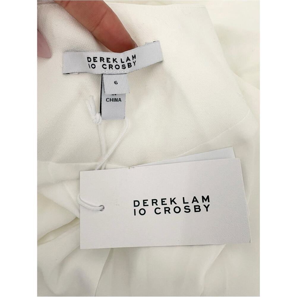 Derek Lam 10 Crosby White Pleated Mixed Media Midi Dress NWT Size 6 Designer - Picture 13 of 16